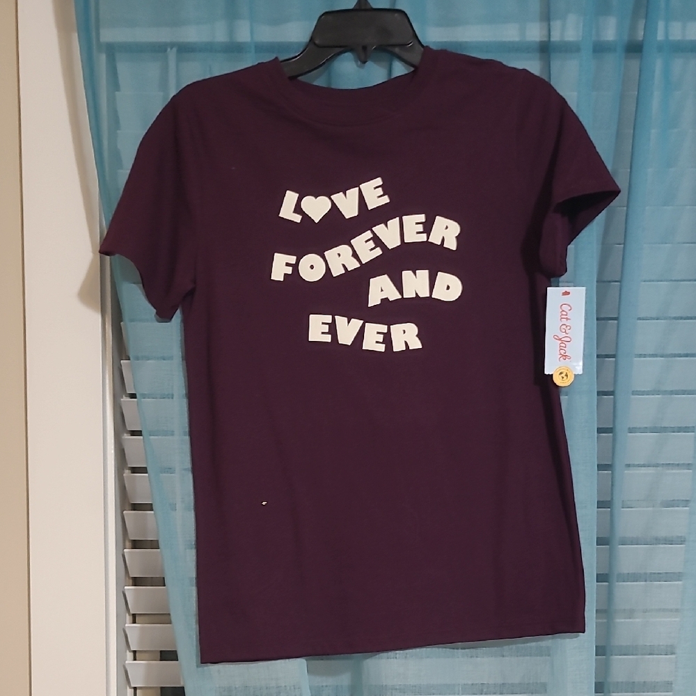 Cat & Jack Maroon Tee with White Text
